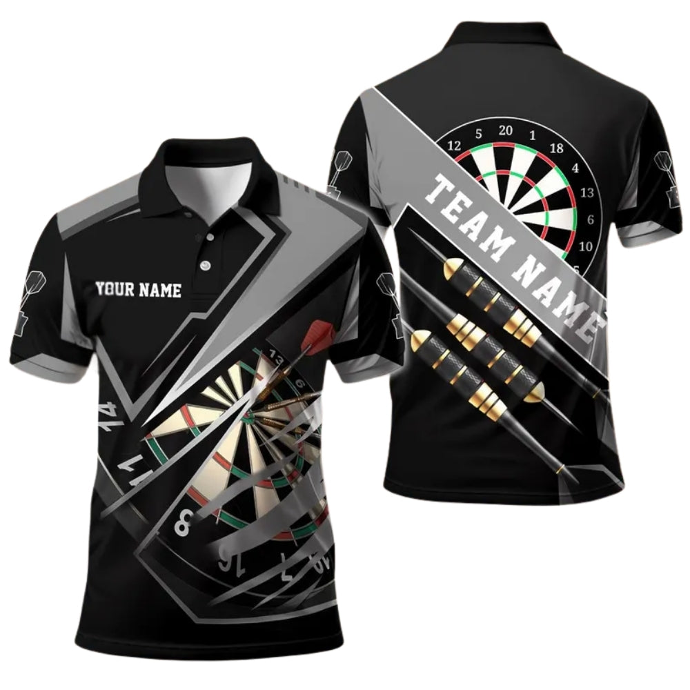 Custom Team Black And Red Darts Polo Shirt For Mens, Custom Darts Team Shirts DE0029