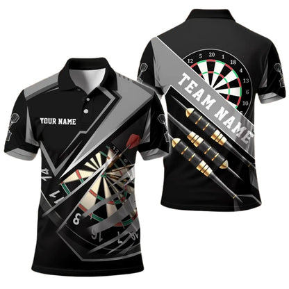 Custom Team Black And Red Darts Polo Shirt For Mens, Custom Darts Team Shirts DE0029
