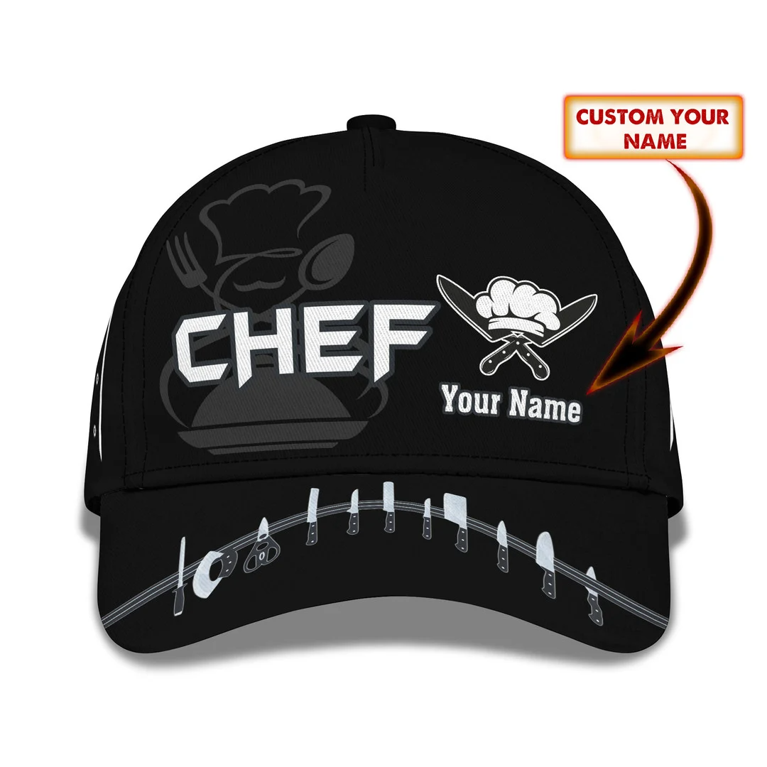 Chef Ball Cap Custom Cook Cap 3D Chef Knives Classic Cap Black CA0344 ...