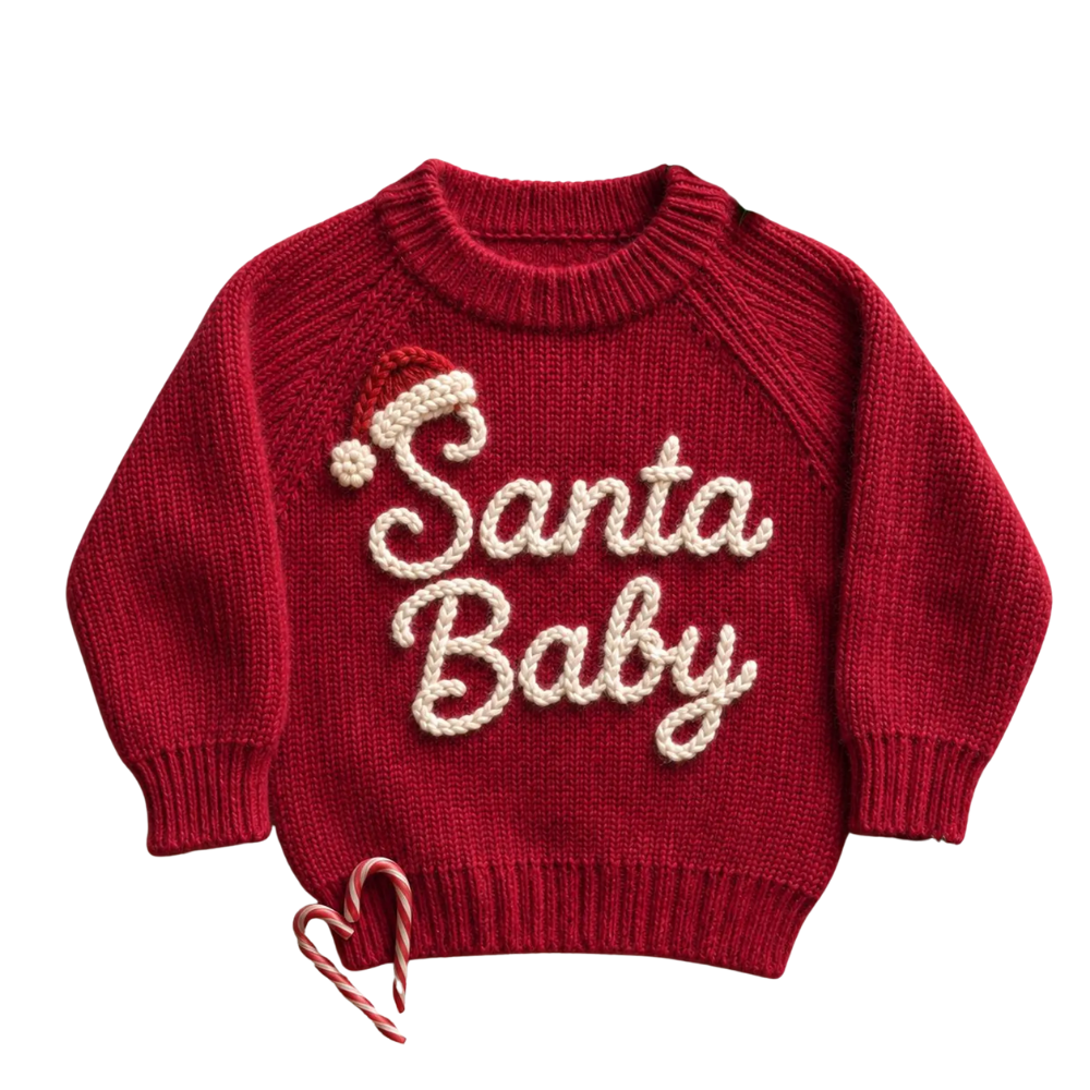 Personalized Gingerbread Xmas Baby Embroidered Knit Sweater, Custom Christmas Baby Sweatshirt BB0805