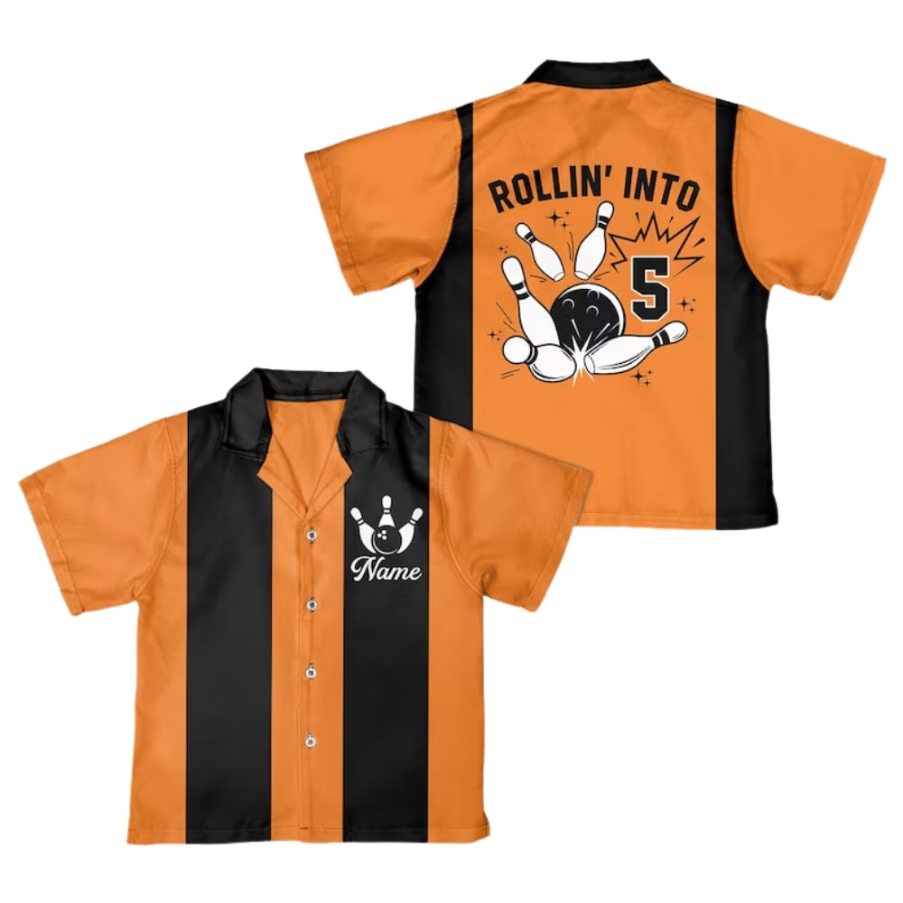Rollin' Into Custom Retro Hawaiian Bowling Shirt for Men, Custom Retro Bowling Team Shirts BE0124
