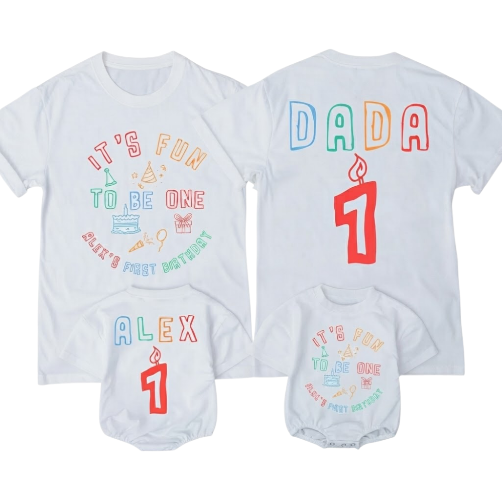 It's Fun To Be One Custom First Birthday Family Matching T Shirts, Custom 1st Birthday Family Shirts ET1533
