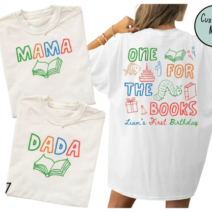 One For The Books Personalized Matching 1st Birthday Family T Shirts, Custom First Birthday Family Shirts For Bookworm ET0248