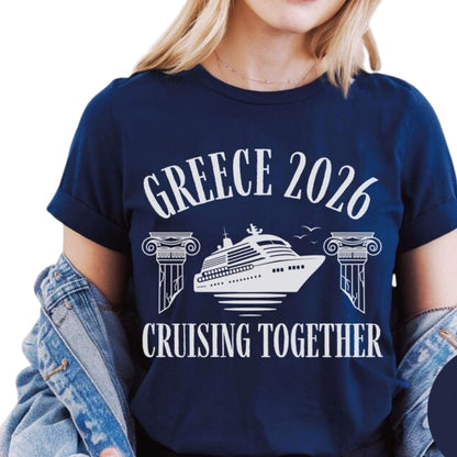 Greece Cruising Together Custom Year Matching Family T Shirt, Custom Greece Cruise Trip Matching Shirt For Family ET1109