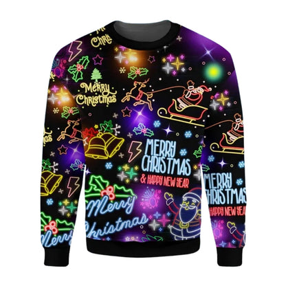 Merry Christmas Neon 3D Sweatshirt For Men Women, Christmas Neon Sweater 2D1080