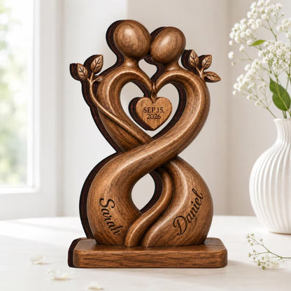 Custom Couple Heart Layer Wooden Plaque, Personalized Wedding Keepsake Wooden Block WD0960