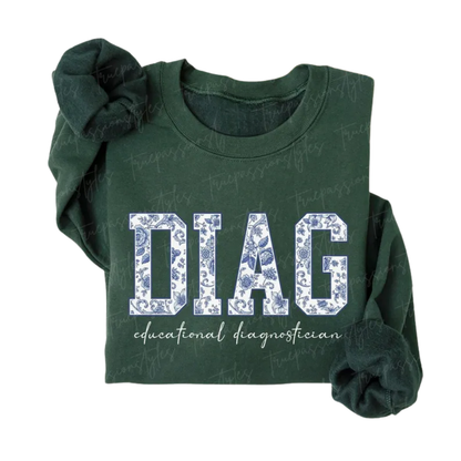 DIAG Educational Diagnostician Floral Sweatshirt, Diagnostician Sweatshirts 2D0904