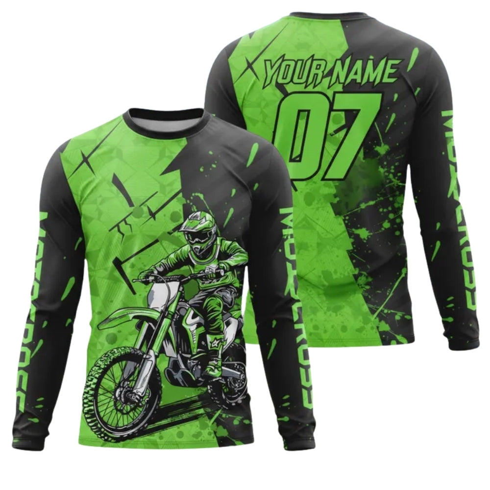 Personalised Black Red MX Long Sleeve Jersey For Men, Custom Motocross Shirts ME0038