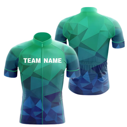 Custom Team Blue Geometric Cycling Short Sleeve Jersey Mens, Custom Cycling Jerseys CZ0111