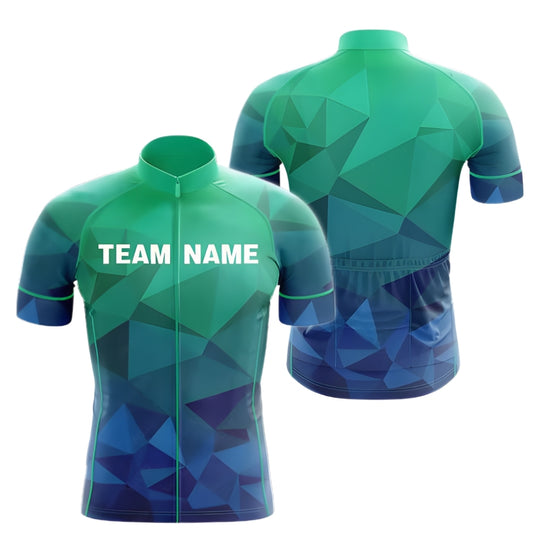 Custom Team Blue Geometric Cycling Short Sleeve Jersey Mens, Custom Cycling Jerseys CZ0111