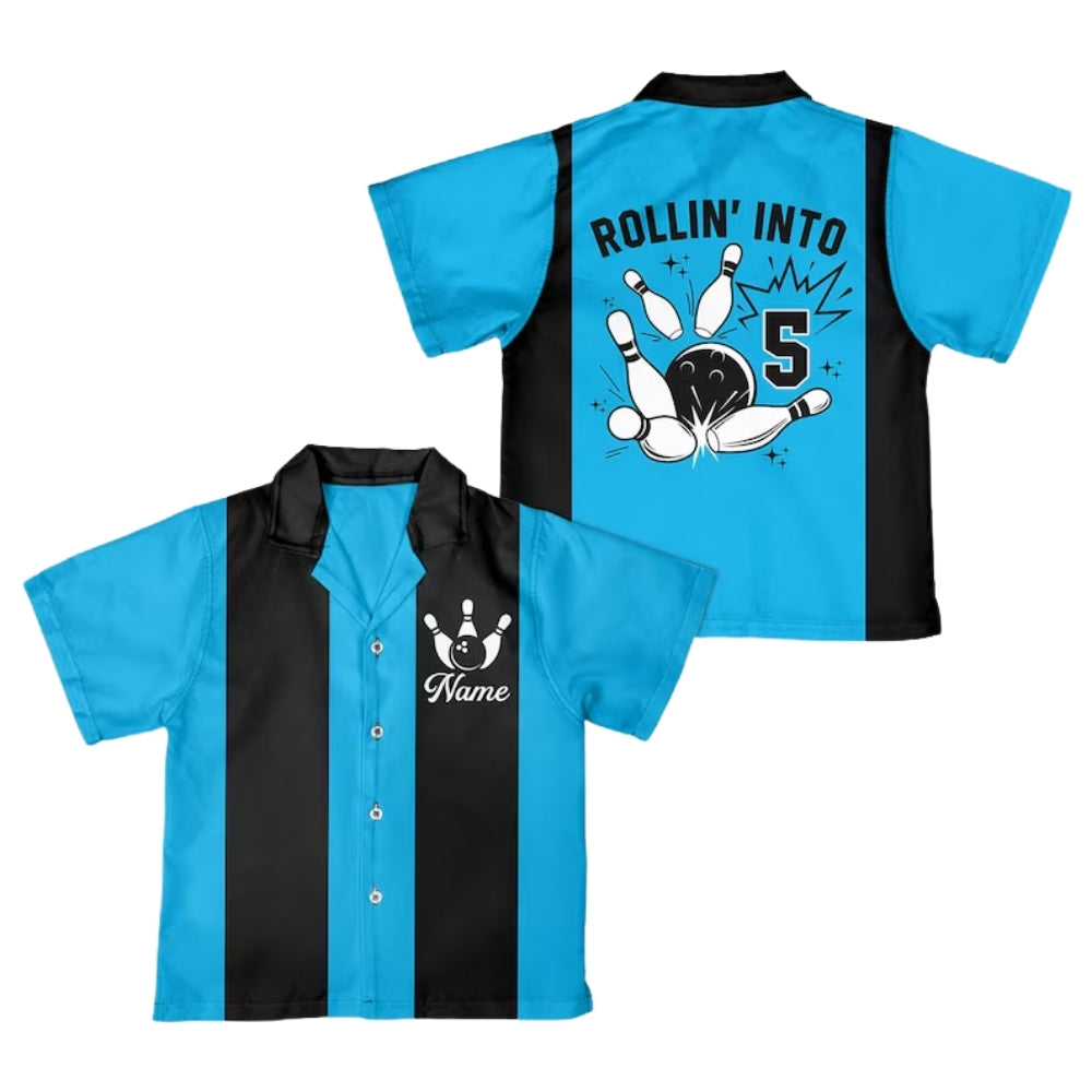 Rollin' Into Custom Retro Hawaiian Bowling Shirt for Men, Custom Retro Bowling Team Shirts BE0124