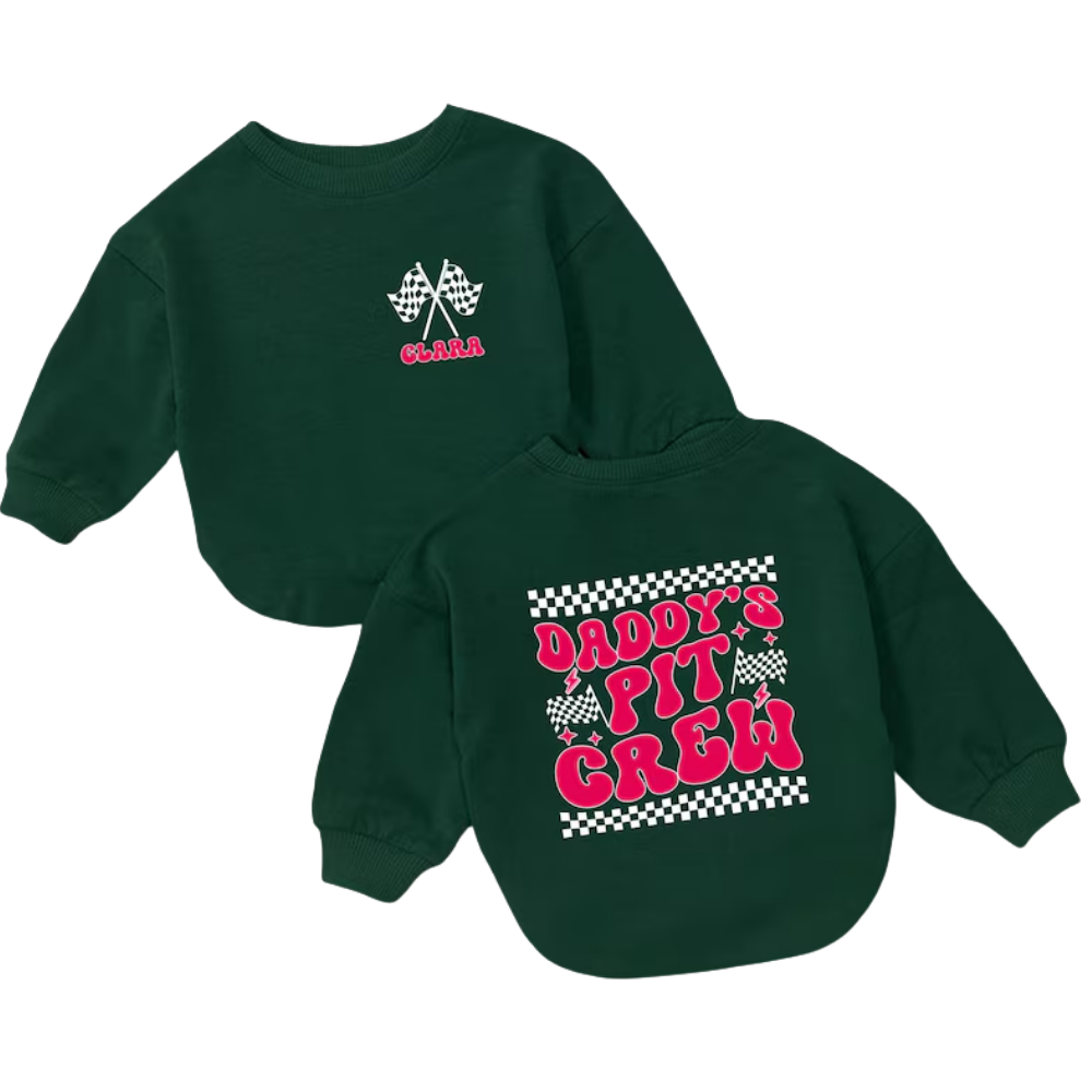 Personalized Daddy's Pit Crew Baby Romper Sweatshirt, Custom Baby Name Racing Romper Sweatshirt BB0240