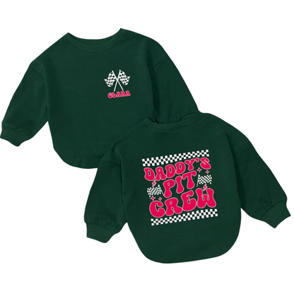 Personalized Daddy's Pit Crew Baby Romper Sweatshirt, Custom Baby Name Racing Romper Sweatshirt BB0240