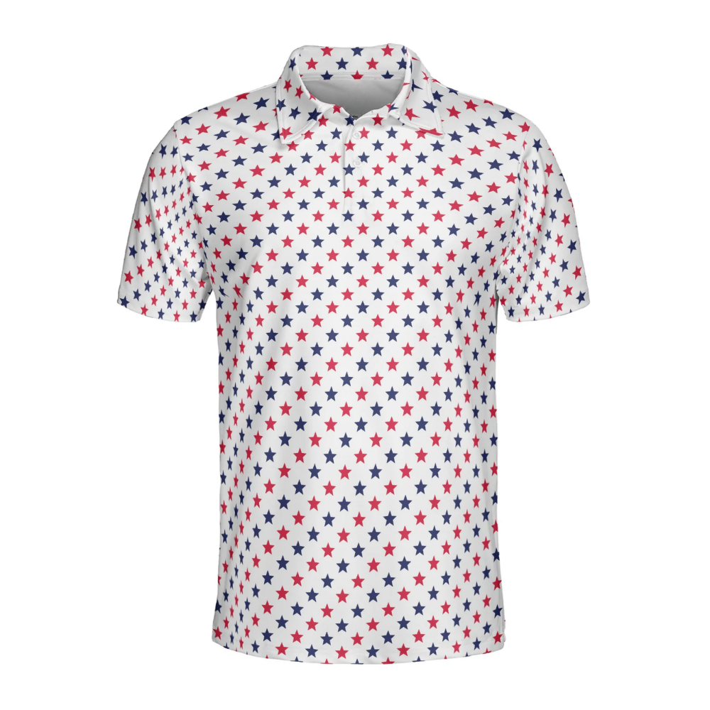 Red White And Blue Star Golf Polo Shirt For Men, Fourth Of July Golf Shirts GZ0300