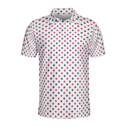 Red White And Blue Star Golf Polo Shirt For Men, Fourth Of July Golf Shirts GZ0300