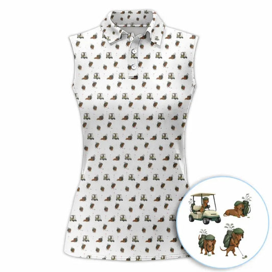 Wiener Dachshund Women's Sleeveless Golf Shirt, Dachshund Dog Golf Shirts For Ladies GE0295