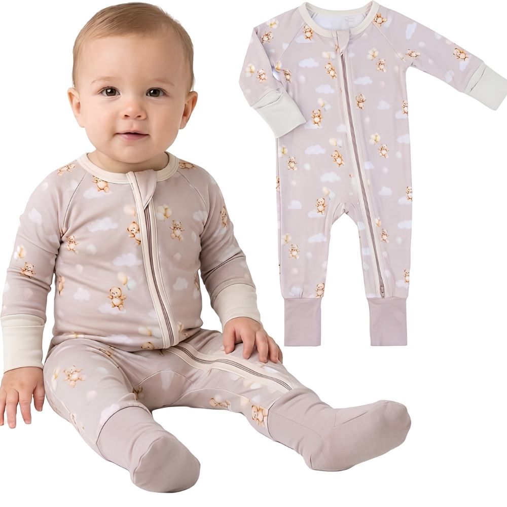 Bear And Balloon Baby Romper Convertible Zippy, Bear Baby Convertible Romper BB0403