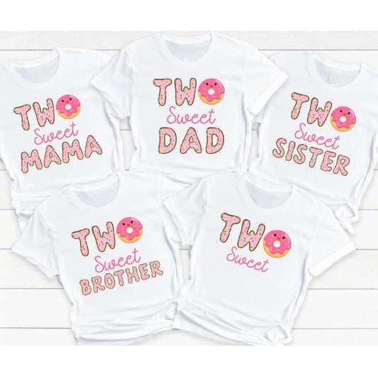 Two Sweet Custom 2nd Birthday Donut Matching Family T Shirts, Custom Second Birthday Matching Shirts For Family ET0249