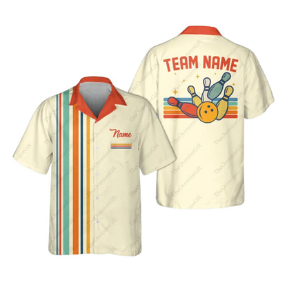 Custom Cyan Retro Hawaiian Bowling Shirts For Men, Custom Mens Retro Bowling Team Shirts BE0059