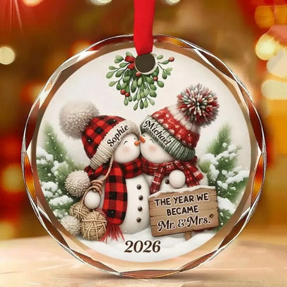 The Year We Became Mr And Mrs Personalized Engaged Christmas Glass Ornament, Custom Engagement Christmas Ornament WD0294