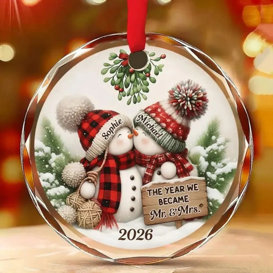 The Year We Became Mr And Mrs Personalized Engaged Christmas Glass Ornament, Custom Engagement Christmas Ornament WD0294