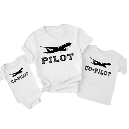 Pilot Co-Pilot Family Matching T Shirts, Matching Pilot Aviation Family Shirts ET0684