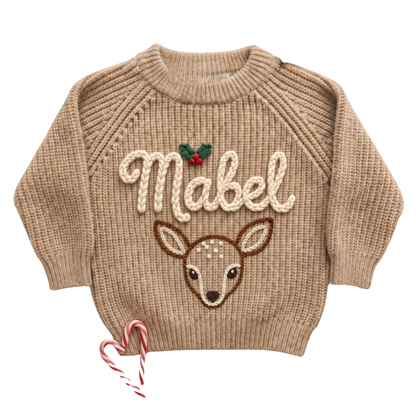 Personalized Gingerbread Xmas Baby Embroidered Knit Sweater, Custom Christmas Baby Sweatshirt BB0805