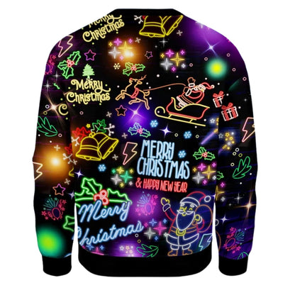 Merry Christmas Neon 3D Sweatshirt For Men Women, Christmas Neon Sweater 2D1080