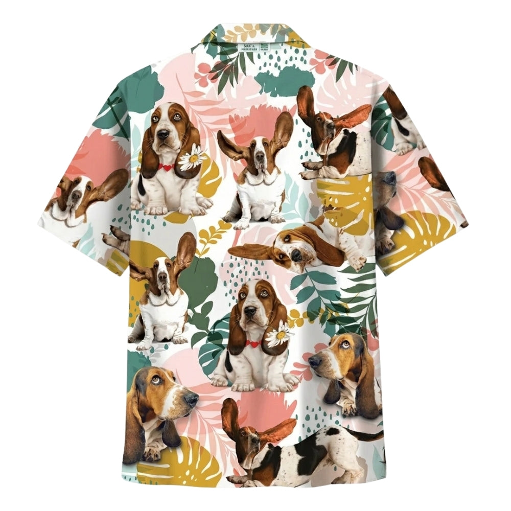 Basset Hound Tropical Hawaiian Shirt Men Women, Basset Hound Hawaiian Shirt For Dog Lover HE0595