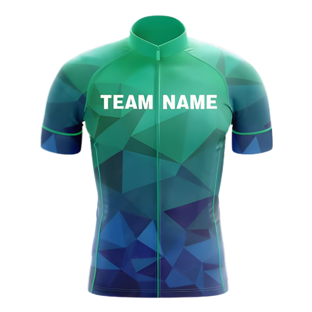 Custom Team Blue Geometric Cycling Short Sleeve Jersey Mens, Custom Cycling Jerseys CZ0111