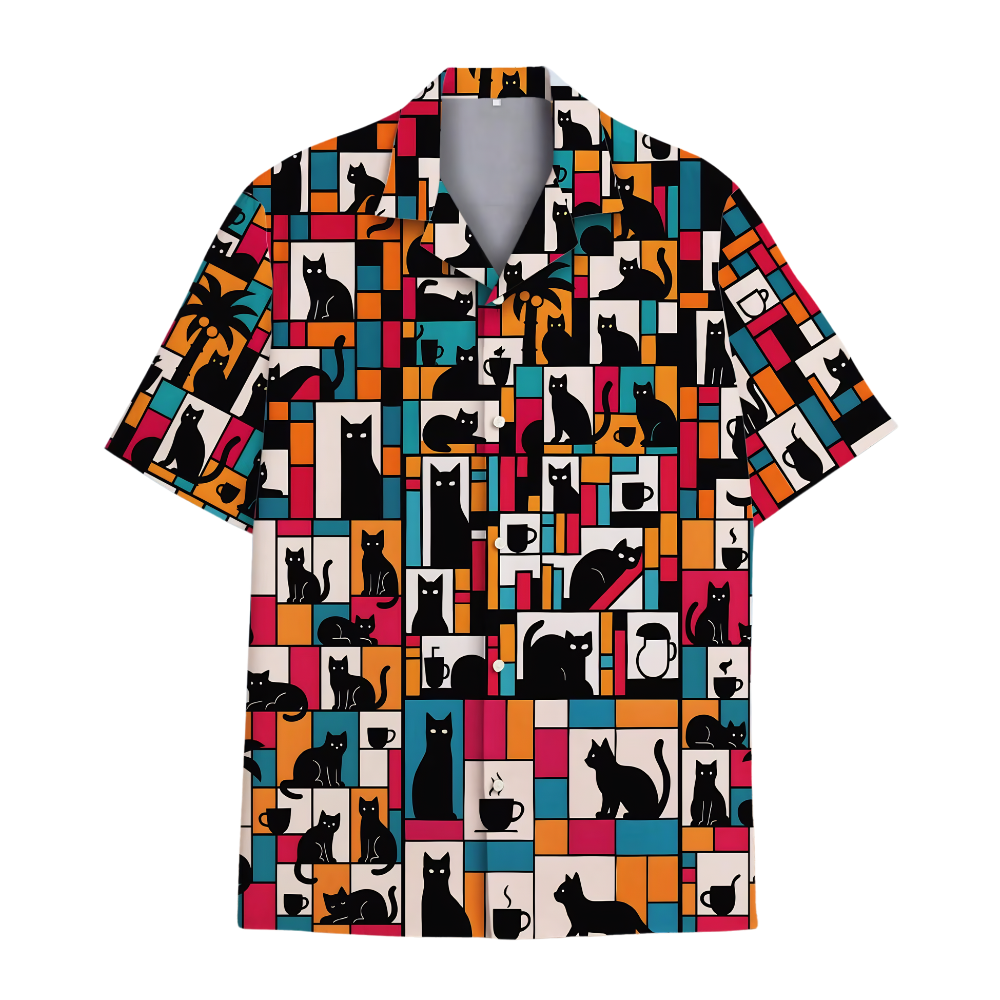 Colorful Retro Cat Hawaiian Shirt Men Women, Cat Lovers Hawaiian Shirts HE0233