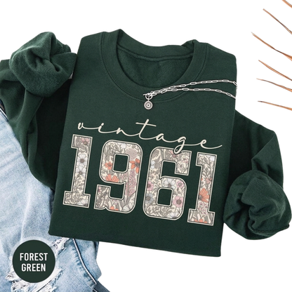 Vintage 1961 Floral Birthday Sweatshirt, 65th Birthday Sweatshirts 2D0905