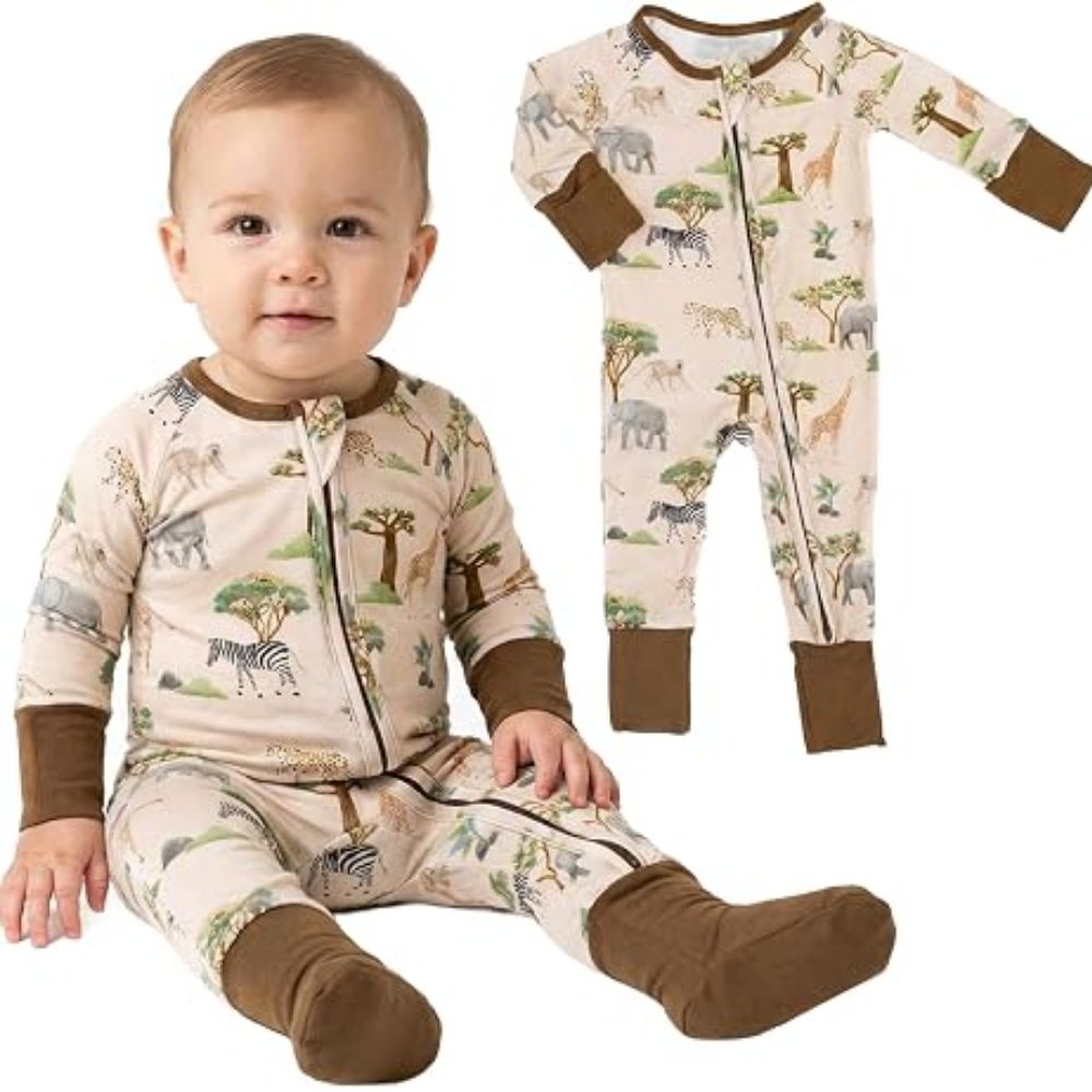 Zebra Giraffe And Baby Convertible Zipper Romper, Wild Animal Baby Romper Convertible BB0404