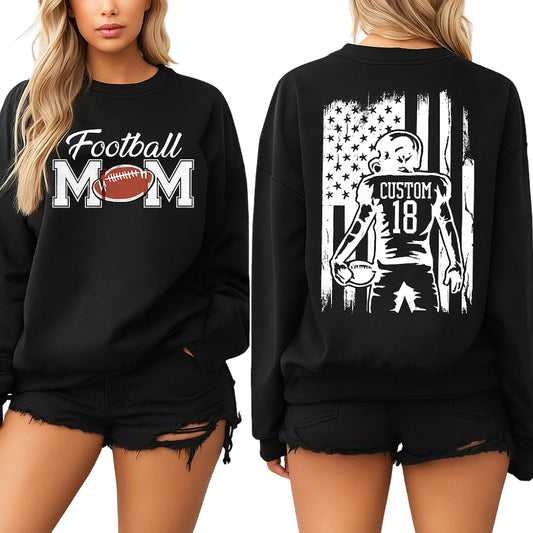 Custom American Flag Football Mom Sweatshirt, Custom Football Mom Sweatshirt 2D0456