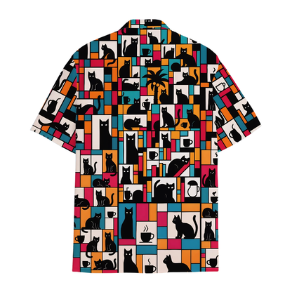 Colorful Retro Cat Hawaiian Shirt Men Women, Cat Lovers Hawaiian Shirts HE0233