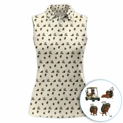 Wiener Dachshund Women's Sleeveless Golf Shirt, Dachshund Dog Golf Shirts For Ladies GE0295