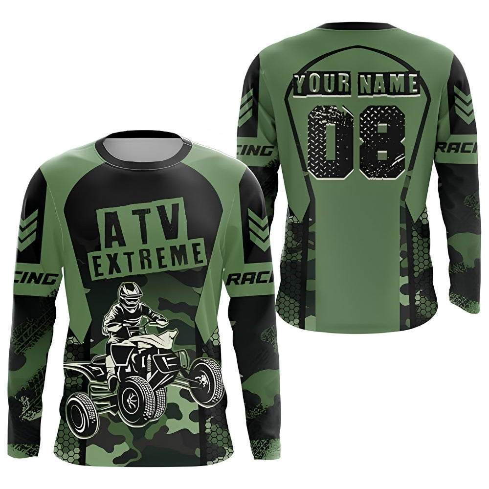Custom Camouflage ATV Racing Long Sleeve Jersey Men, Custom Camo ATV Extreme Shirts MZ0075