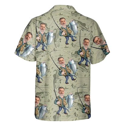 Custom Face Fisherman Hawaiian Shirt Mens, Custom Fishing Hawaiian Shirt With Picture HE0451