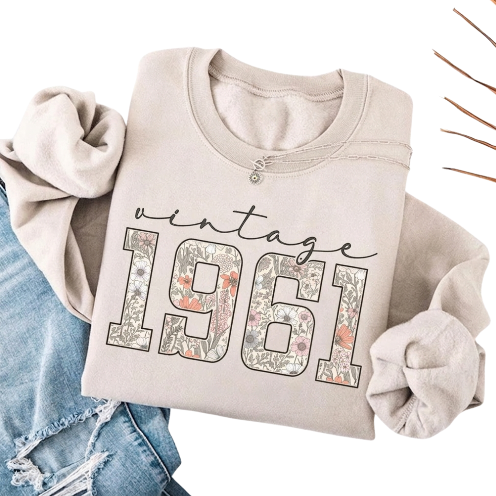 Vintage 1961 Floral Birthday Sweatshirt, 65th Birthday Sweatshirts 2D0905