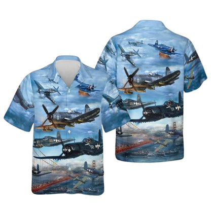 Vought F4U Corsair Hawaiian Shirt For Men, WW2 Plane Hawaiian Shirts HE0189