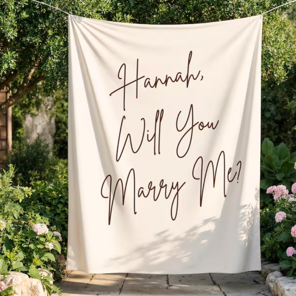 Will You Marry Me Personalized Proposal Banner, Custom Minimalist Proposal Banner WD0529