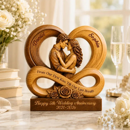 Custom 5th Wedding Anniversary Wooden Plaque, Custom 5th Wedding Anniversary Wooden Block WD0794