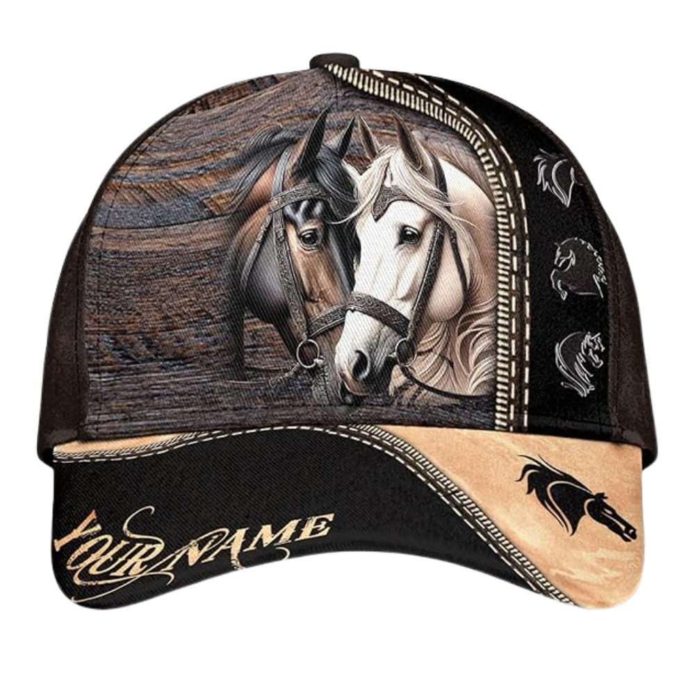 Custom White Horse Baseball Cap, Custom Horse Printed Caps CP0225
