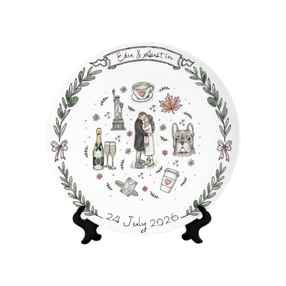 Custom Couple Name And Date Wedding Round Platter, Custom Wedding Plate For Bride And Groom WD0387