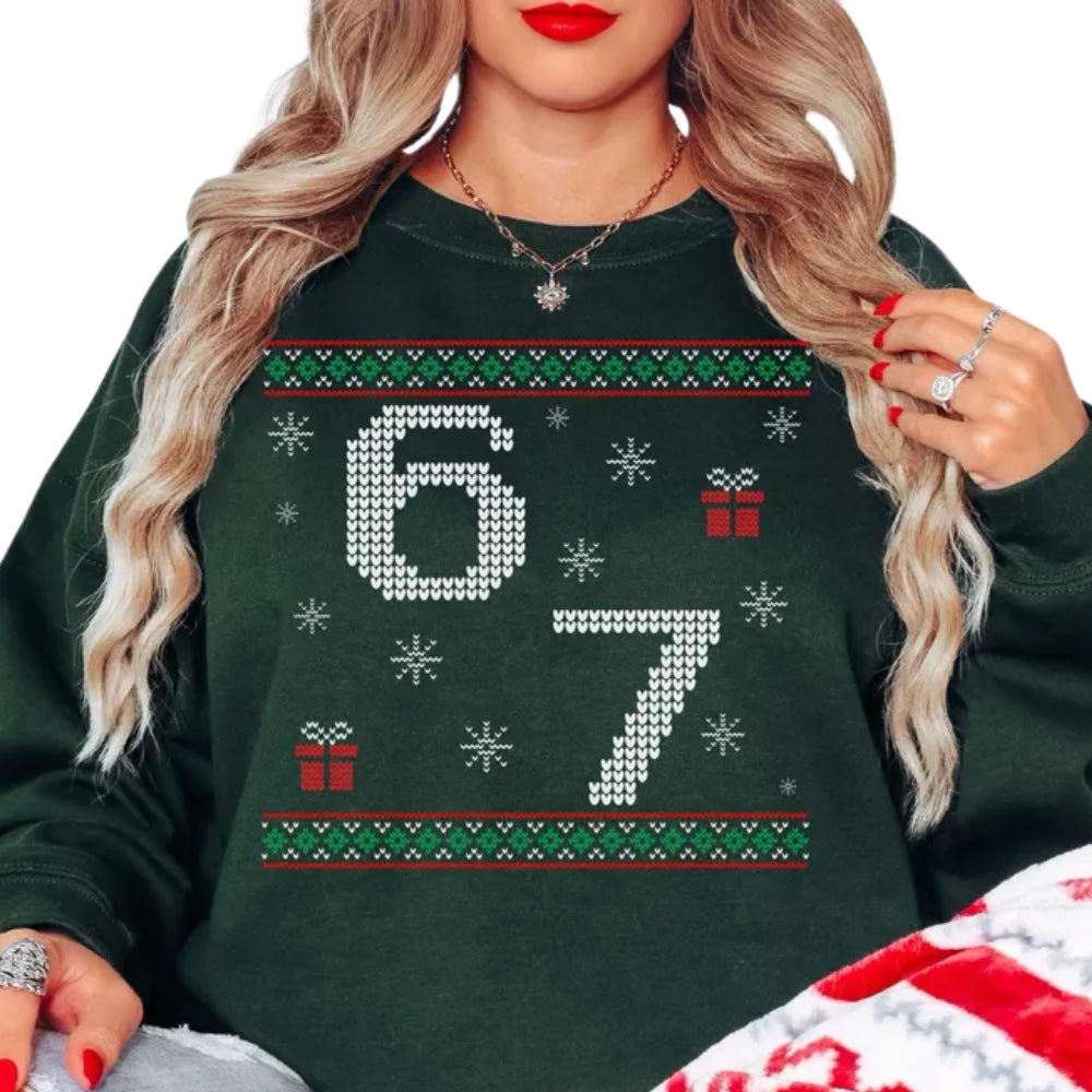 6 7 Ugly Christmas Sweatshirt, Funny Christmas Sweatshirt 2D0578