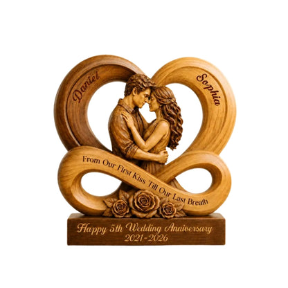 Custom 5th Wedding Anniversary Wooden Plaque, Custom 5th Wedding Anniversary Wooden Block WD0794