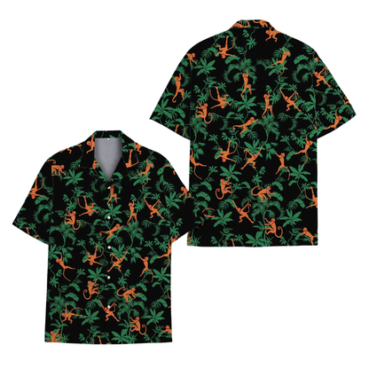 Monkey Jungle Tropical Mens Hawaiian Shirts, Monkey Hawaiian Shirts HE0234