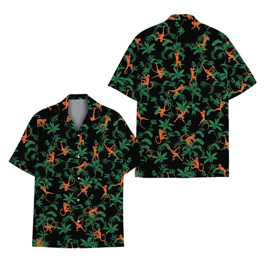 Monkey Jungle Tropical Mens Hawaiian Shirts, Monkey Hawaiian Shirts HE0234