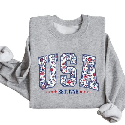 Floral USA Sweatshirt, Patriotic Sweatshirt 2D0457