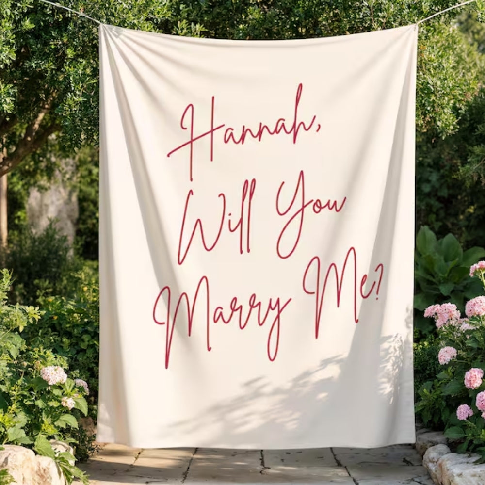 Will You Marry Me Personalized Proposal Banner, Custom Minimalist Proposal Banner WD0529
